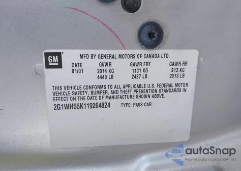 2001 Chevrolet Impala Ls из США, поврежденный, VIN 2G1WH55K119264824